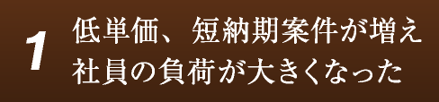 低単価、短納期案件が増え写真の負担が大きくなった